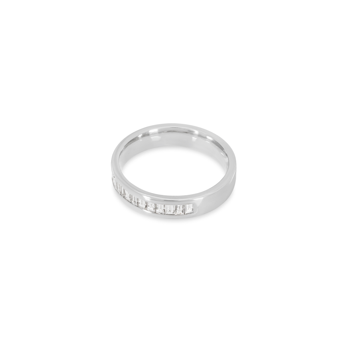 Platinum Baguette Cut Diamond Half Eternity Ring 1.12ct